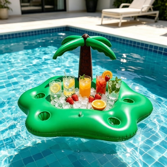 Cloud Inflatable Water Drink Tray Float, Cup Slots Ice Storage Arch Tree Decor, Outdoor Pool Party Floating Beverage Holder