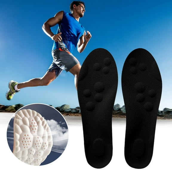Cloud Insoles for Men Women, Memory Foam Insoles with Arch Surpport, 4D Super Soft Comfort Insoles Massage Insole Sports Shoe Insoles for Foot Protection, Black, 37-38