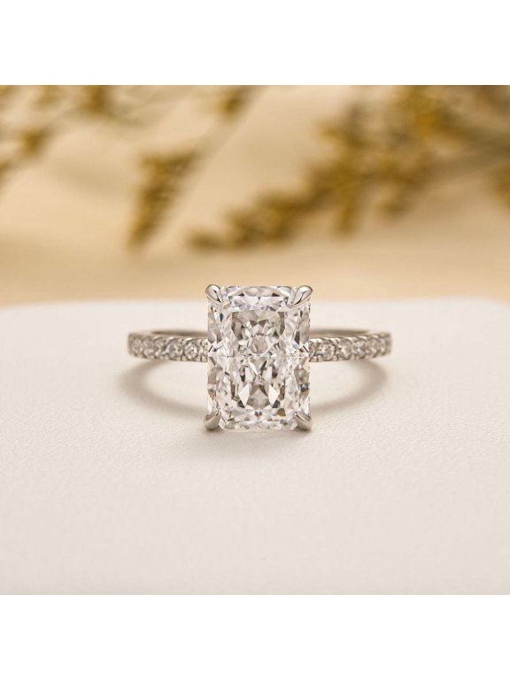 1.5 Ct Radiant Cut Lab-Created Simulated Diamond Engagement Ring 14K White Gold Plated for Women, Wedding Ring