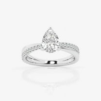 Cloud Jewel 1.6 Ct Diamond Criss Cross Engagement Ring for Women - Pear Cut Lab Created Diamond Ring - Elegant 14K White Gold Plated Design - Perfect Gift for Engagement, Birthday, or Anniversary