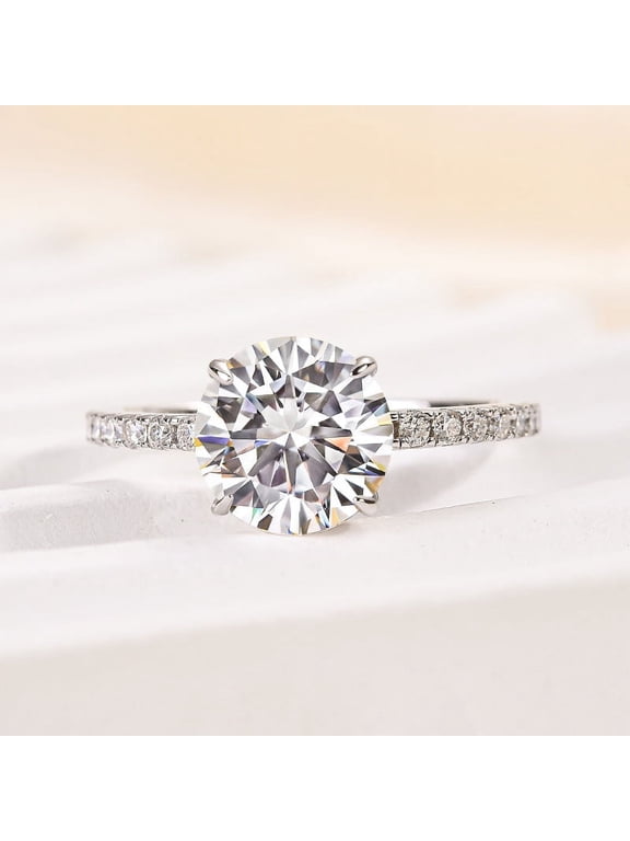 1.6 Ct Round Cut Lab-Created Simulated Diamond Hidden Halo Engagement Ring for Women, 14K White Gold Plated Wedding Jewelry