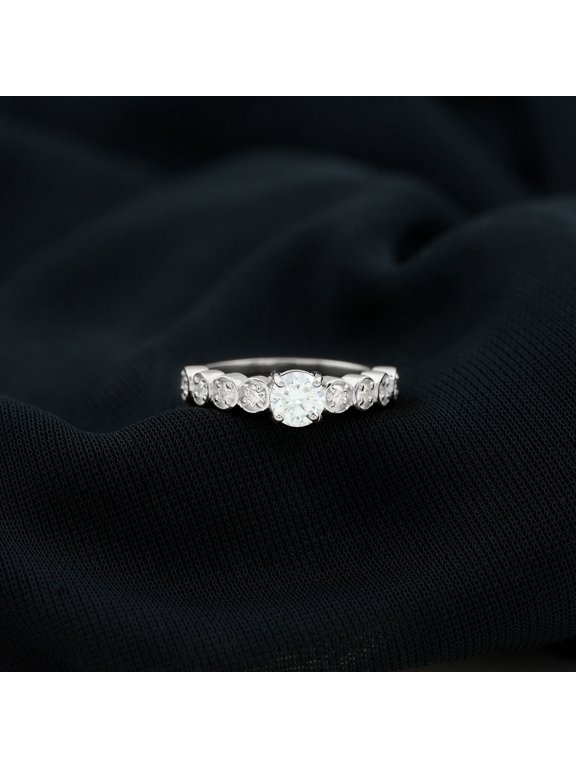 1.6 Ct Round Cut Lab-Created Simulated Diamond Engagement Ring for Women, 14K White Gold Plated Wedding Ring