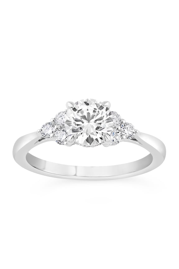 1.6 Ct Round Cut Moissanite Rings - 14K White Gold Plated Rings - Modern Cluster Moissanite Engagement - Beautiful Wedding Proposal Rings for Wife - Anniversary Gifts