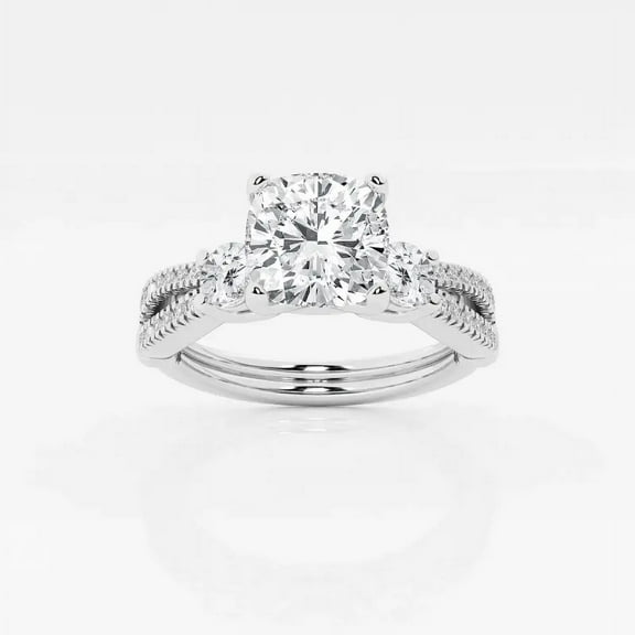 Cloud Jewel 1.7 Ct Cushion Cut Diamond Engagement Ring - Diamond Ring for Women - Lab Created Diamond in 14K White Gold Plated - Ideal for Proposals, Weddings, or Daily Wear - Perfect Gift Choice