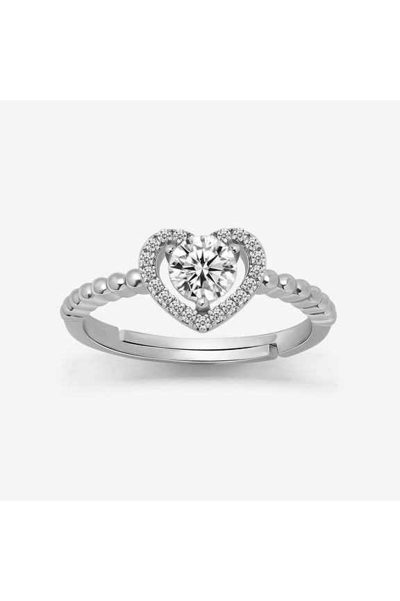 1.7 Ct Round Cut Moissanite Ring - 14K White Gold Plated Ring for Gift - Beautiful Ring for Women's - Moissanite Beautiful Special Occasion Ring- Heart Halo Proposal Ring