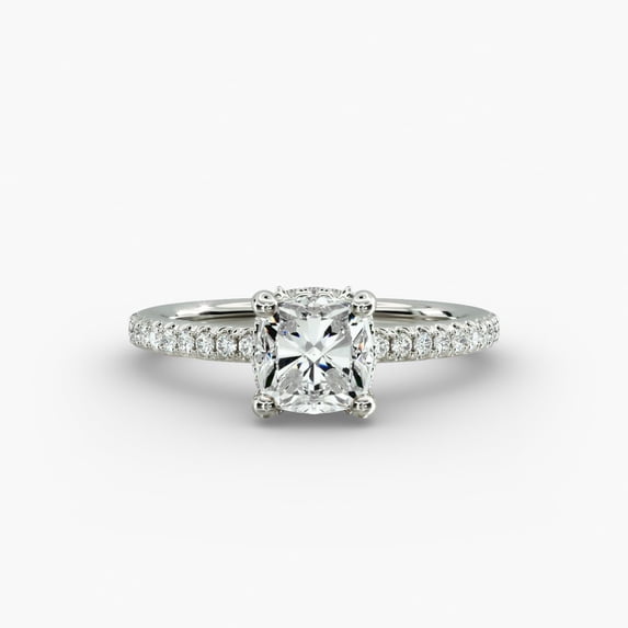 Cloud Jewel 1.8 Ct Cushion Cut Moissanite Ring for Her - 14K White Gold Plated Ring - Gorgeous Anniversary Gifst for Women's - Moissanite Beautiful Special Occasion Ring -
