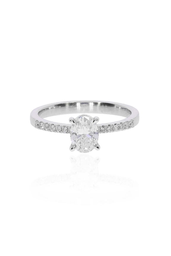 1.8 Ct Oval Cut Moissanite Band Ring for Her - 14k White Gold Plated Wedding Anniversary Ring - Vintage Ring Band Wedding Anniversary for Her - 6th Anniversary Gift Her
