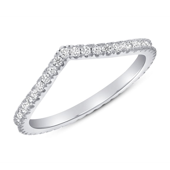 Cloud Jewel 1.8 Ct Round Cut Moissanite Engagement Band - 14K White Gold Plated Rings - Engagement Wedding Moissanite Jewelry for Women's - V Shape Design Ring for Her - Proposal Rings for Her