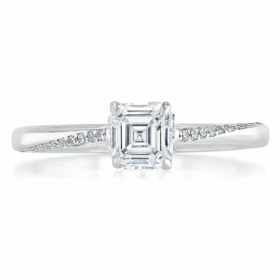 Cloud Jewel 1.9 Ct Asscher Cut Moissanite Ring for Her - 14k White Gold ...