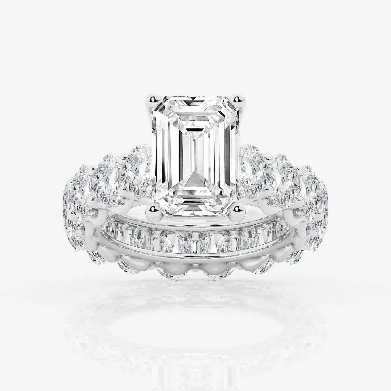 Cloud Jewel 1.9 Ct Emerald Cut Lab-Created Diamond Ring - 14K White ...