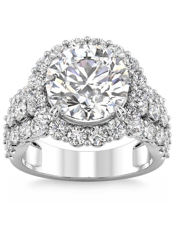 1.9 Ct Round Cut Lab-Created Simulated Diamond Engagement Ring 14K White Gold Plated, Past Present Future Wedding Band, 25th Anniversary Gift