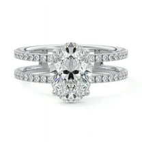 Cloud Jewel 14K White Gold Over Ring - Stunning 1.8 Ct Oval Cut Lab Created Diamond Ring - Wedding Engagement Enhancer Ring for Women's - Ideal for Proposals and Gifts Giving on Special Occasions