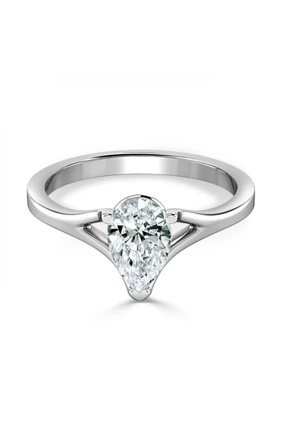 14K White Gold Plated Moissanite Ring - Round Cut 1.7 Ct Moissanite Ring for Women's - Bridal Stacking Engagement Moissanite Rings - Split Shank Daily Wear Moissanite Rings -