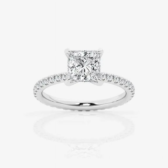 Cloud Jewel 14k White Gold Plated Ring - 1.8 Ct Princess Cut Lab Created Diamond Ring - Engagement Wedding Classic Ring for Women's - Wedding Proposal Rings for - New Year Gifts