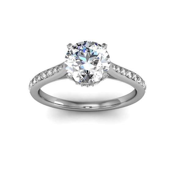 Cloud Jewel 14K White Gold Plated Ring - 2.2 Ct Round Cut Moissanite Ring - Engagement Wedding Ring - Forever Halo Moissanite Ring for Her - Causal Daily Wear Ring for Women's - Her Ring for Gift