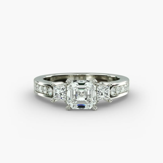 Cloud Jewel 14K White Gold Plated Ring - 2.3 Ct Asscher Cut Moissanite ...