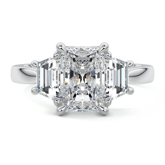 Cloud Jewel 14K White Gold Plated Ring - Prong Set 2 Ct Radiant Cut Moissanite Ring - Engagement Ring for Women's - Anniversary Gift - Daily Wear Moissanite Ring - Proposal Delicate Ring