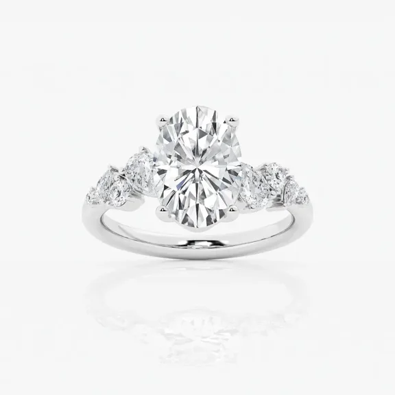 Cloud Jewel 2.1 Ct Lab-Created Oval Cut Diamond Ring - Women's Engagement Solitaire Ring - 14K White Gold Over - Elegant Proposal Ring - Ideal Gift for Birthdays and Anniversary - Custom Ring