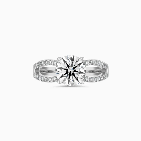 Cloud Jewel 2.1 Ct Moissanite Tapered Band Ring - Moissanite in 14K White Gold Plated - Women's Elegant Engagement Ring - Perfect for Proposals, Anniversaries, and Gift Giving