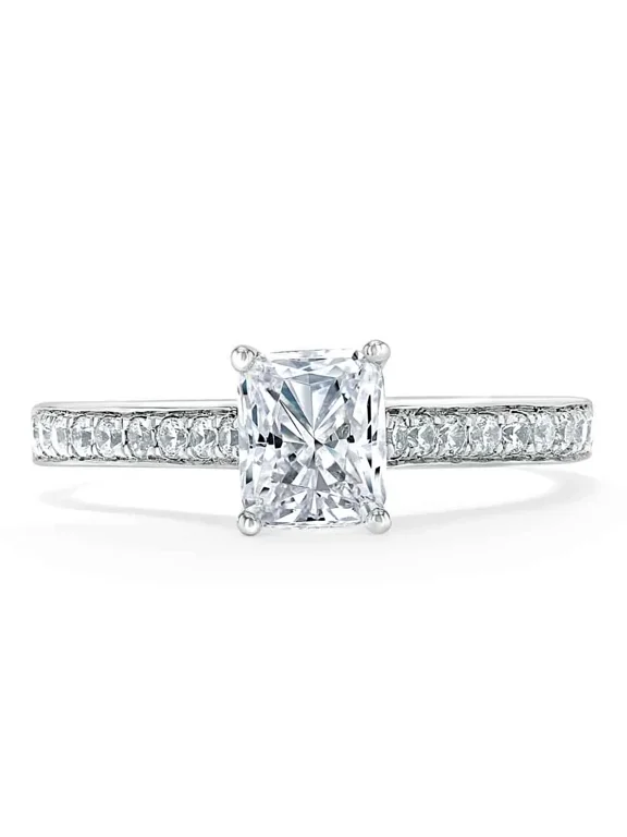 2.1 Ct Radiant Cut Lab-Created Simulated Diamond Wedding Ring 14K White Gold Plated for Women