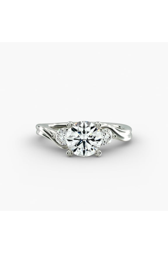 2.1 Ct Round Cut Moissanite Ring for Her - 14K White Gold Plated Ring - Engagement Moissanite Rings for Women's - Gorgeous Anniversary Gifts - Three Stone Engagement Wedding Rings