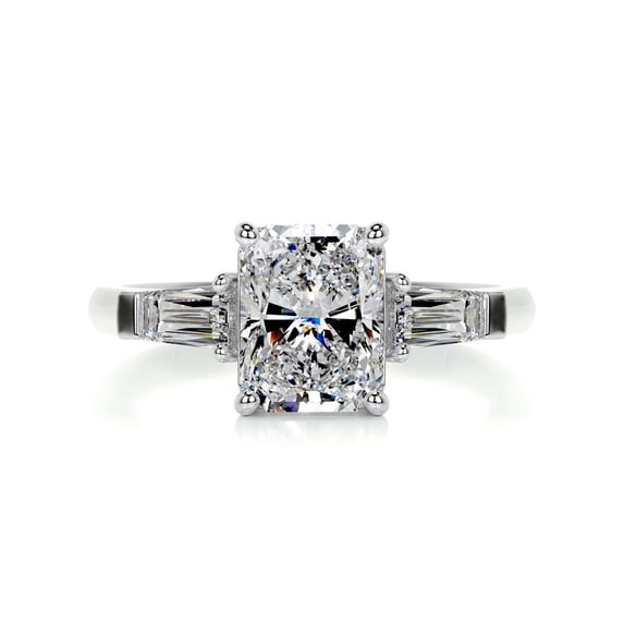 Cloud Jewel 2.2 Ct Radiant Cut Moissanite Engagement Ring for Women's - Women's Mid Century Design with Moissanite in 14K White Gold Plated - Perfect for Wedding, Anniversary, Gifts