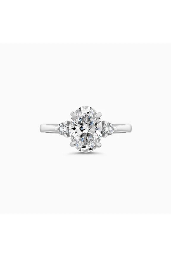 2.3 Ct Oval Cut Moissanite Engagement Rings - 3 Stone Anniversary Gift for Women's - Daily Wear Fine Jewelry - 14K White Gold Plated Wedding Rings for Women's - Causal Office Wear Rings