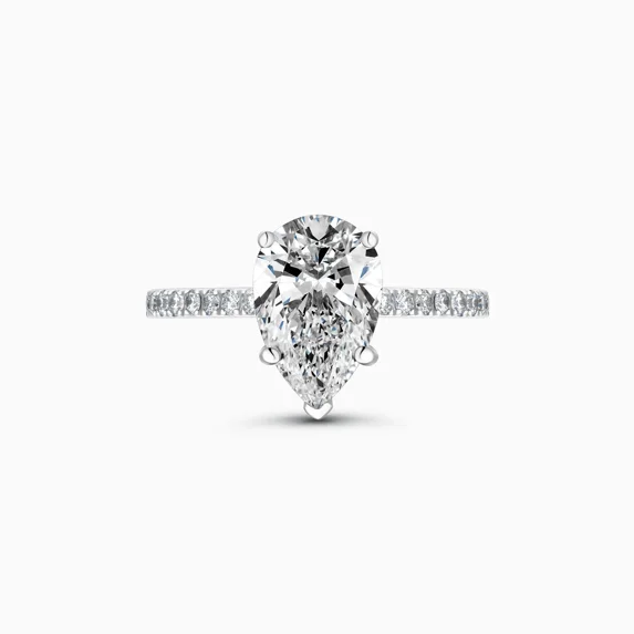 Cloud Jewel 2.3 Ct Pear Cut Moissanite Engagement Ring - 14K White Gold Plated Wedding Ring for Women's - Anniversary Gift for Women's - Causal Office Wear Ring - Daily Wear Fine Jewelry