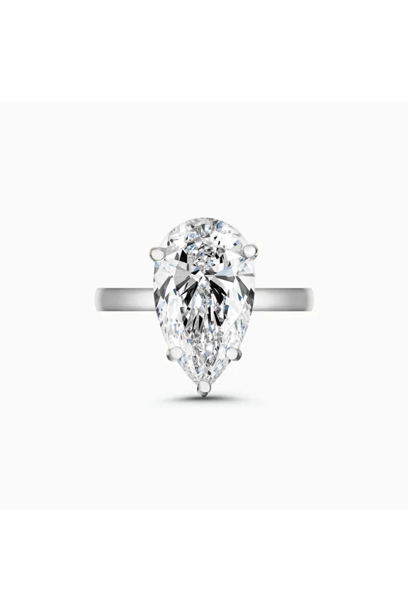 2.3 Ct Pear Cut Moissanite Engagement Ring - 14K White Gold Plated Wedding Ring for Women's - Solitaire Anniversary Gift for Women's - Causal Office Wear Ring - Daily Wear Fine Jewelry