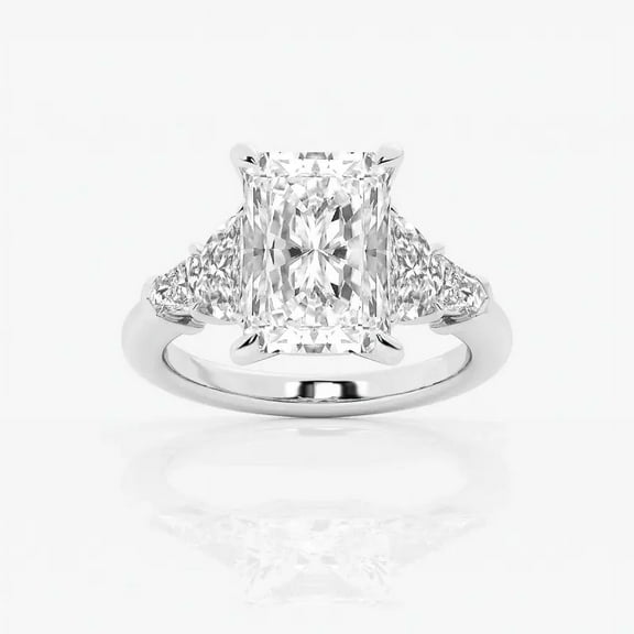 Cloud Jewel 2.3 Ct Radiant Cut Lab-Created Diamond Ring - 14K White Gold Over - Beautiful Engagement Ring with Accents - Ideal Gift for Women - Perfect for Proposals or Anniversaries - Gift Ring