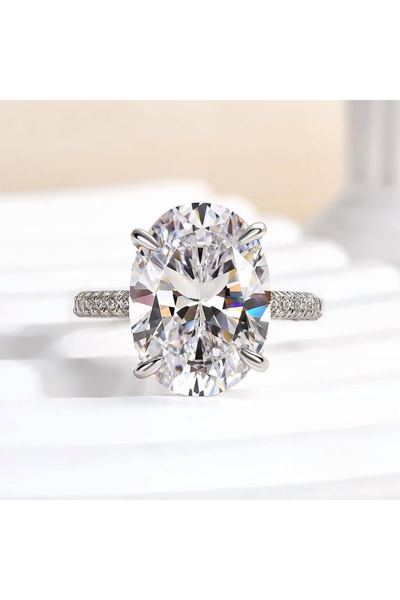 2.4 Ct Oval Cut Diamond Wedding Ring - 14K White Gold Plated Simple Solitaire with Accents Ring - Ideal for Special Occasions - Timeless Piece to Honor Your Love Story