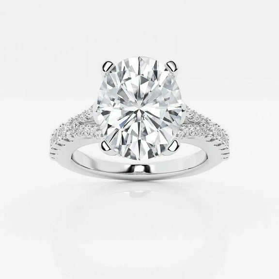 Cloud Jewel 2 Ct Engagement Wedding Ring for Women - Oval Cut Lab Created Diamond Ring - 14K White Gold Plated - Rising Split Shank Ring for Her - Ideal for Gifting on Special Occasions or Proposals