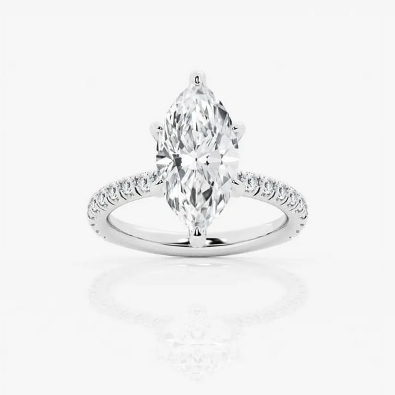 Cloud Jewel 2 Ct Marquise Cut Diamond Ring - Women's Lab Created Engagement Wedding Ring - 14K White Gold Over - Perfect Graduation Gift - Stylish Daily Wear Prong Setting Ring - New Year Gifts