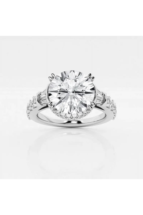 2 Ct Round Cut Lab Created Diamond Ring - Gorgeous Engagement Wedding Solitaire with Side Stones Ring for Women - Stunning 14K White Gold Plated - Ideal for Gifting on Any Occasion