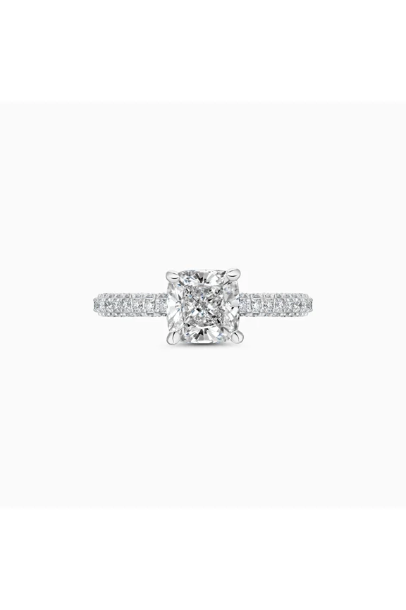 Cushion Cut 2Ct Moissanite Ring for Gifts - 14K White Gold Plated Ring for Women's - Latest Shank Engagement Ring for Women's - Gorgeous Anniversary Gifts for Her - Party Wear Ring
