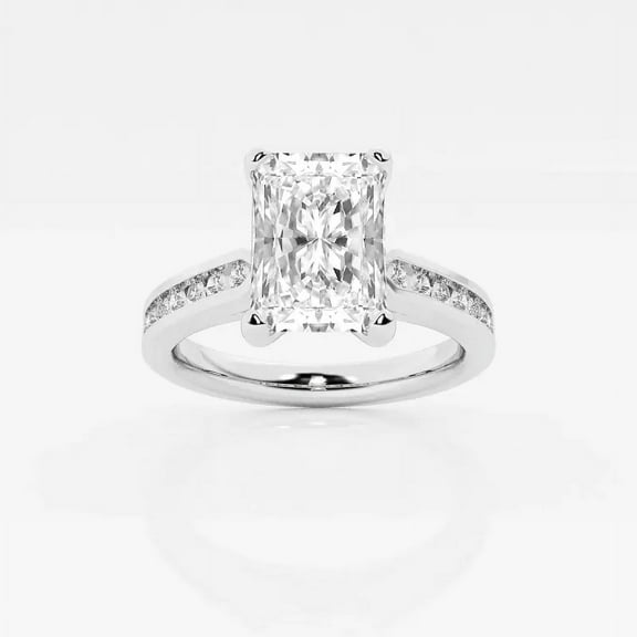 Cloud Jewel Elegant 2.4 Ct Radiant Cut Lab-Created Simulated Diamond Engagement Ring - Beautiful Channel Set Ring for Women's - 14K White Gold Over Ring - Ideal for Weddings and Gifts for Her