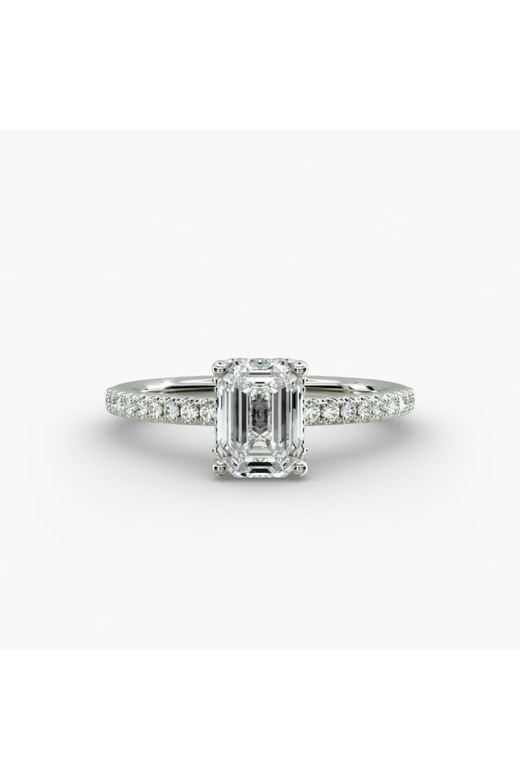 Emerald Cut 1.9 Ct Moissanite Ring for Her - 14K White Gold Plated Ring for Her - Gorgeous Anniversary Gift for Women's - Beautiful Special Occasion Ring - Proposal Ring
