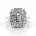 thumbnail image 1 of Cloud Jewel Gorgeous 1.9 Ct Emerald Cut Moissanite Double Halo Wedding Ring - Moissanite in 14K White Gold Plated - Perfect Engagement Ring for Women & Unique Gifting Occasions, 1 of 4