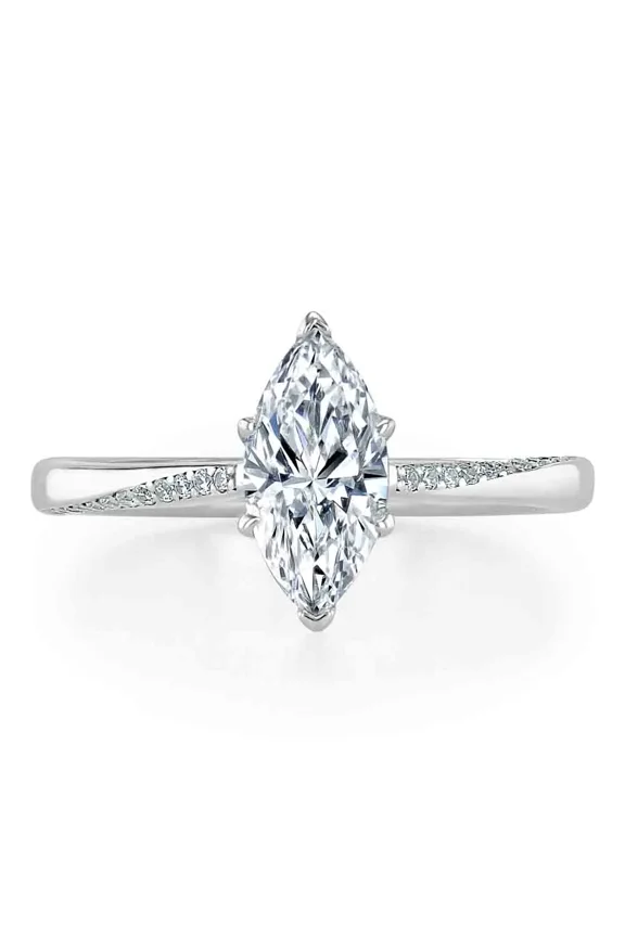 Marquise Cut Excellent 1.9 Ct Moissanite Anniversary Ring - 14k White Gold Plated Ring - Latest Engagement Moissanite Ring for Her - Special Occasion Ring Women -