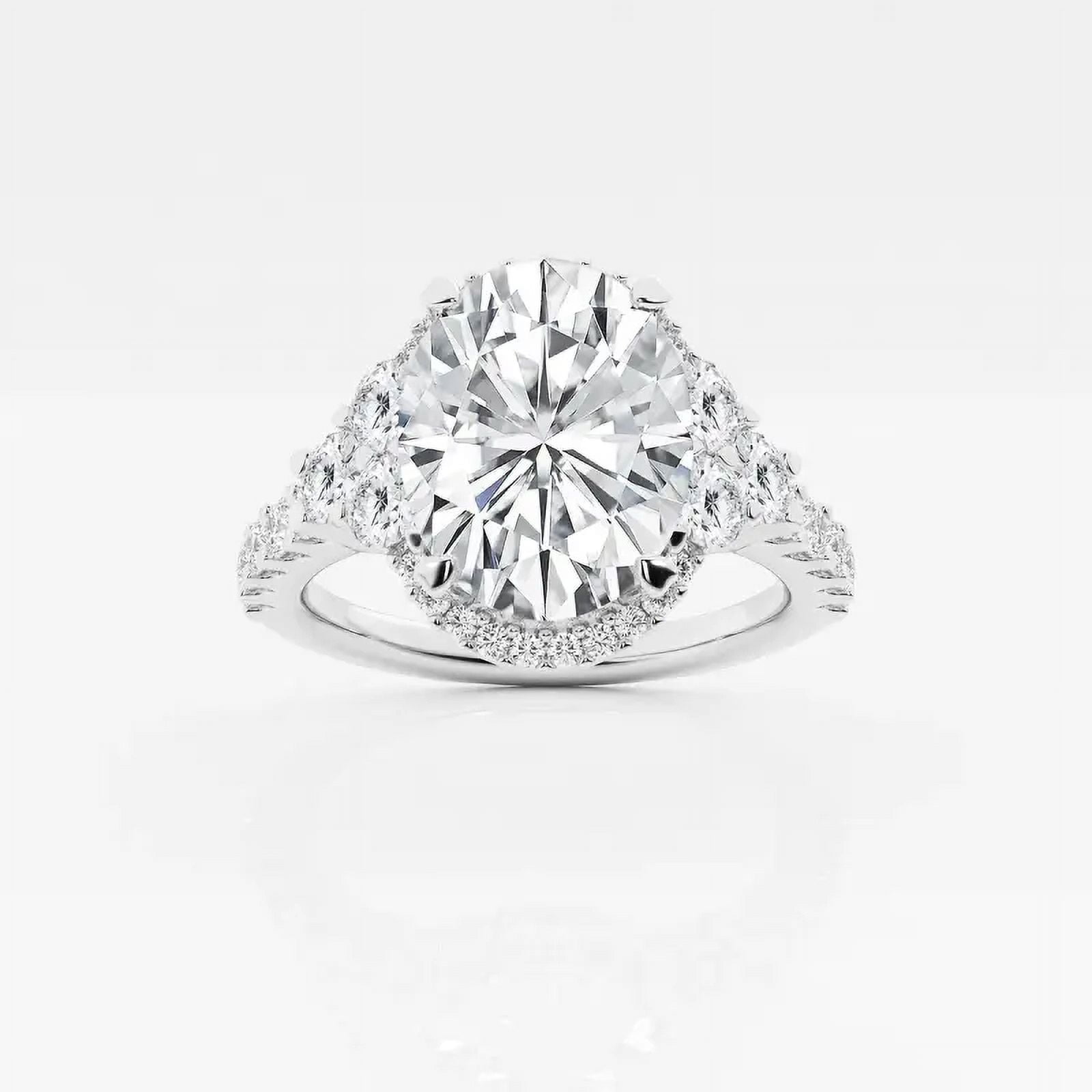 Cloud Jewel Oval Cut 2 Ct Excellent Diamond Rings - 14K White Gold ...