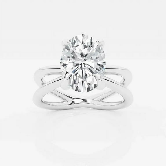 Cloud Jewel Oval Cut Excellent 2.1 Ct Diamond Ring For Women's - 14K White Gold Plated Diamond Ring - Criss Cross Rings for Her - Hidden Halo Diamond Rings for Women's - Wedding Diamond Ring