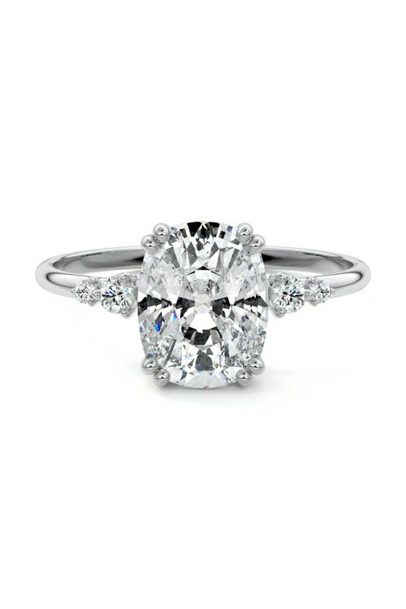 Prong Set 1.6 Ct Cushion Cut Moissanite Anniversary Ring - 14K White Gold Plated Moissanite Ring - Moissanite Women's Ring - Wedding Anniversary Gifts - Moissanite Ring for Women's