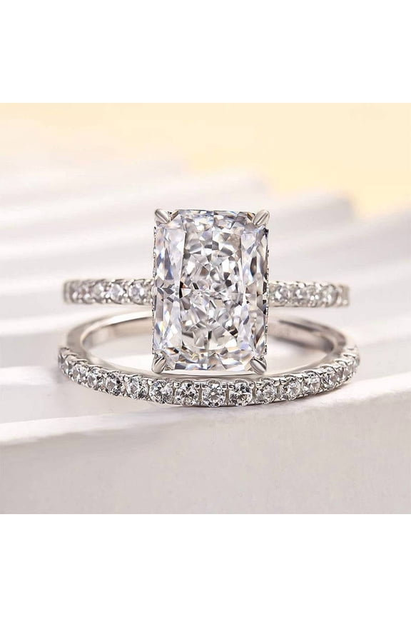 Radiant Cut 1.5 Ct Lab-Created Solitaire Engagement Ring – Prong Setting Bridal Set in 14K White Gold Plated – Perfect for Weddings, Proposals & Anniversaries