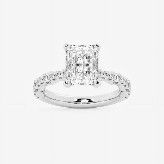 Cloud Jewel Radiant Cut 2 Ct White Lab Created Diamond Ring for Women's - 14k White Gold Plated Ring for Gifts - Engagement Wedding Diamond Ring - Personalized Gifts for Mom/Sister/Wife
