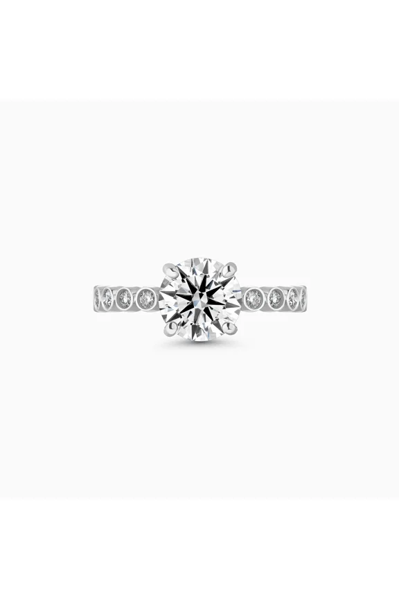 Round Cut Engagement Ring for Women, 1.9 Ct Moissanite, 14K White Gold Plated, Elegant Prong Setting, Perfect for Gifting Special Occasions, Stunning Bridal Jewelry