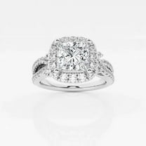 Cloud Jewel Silver 14K White Gold Over Rings - Princess Cut Excellent 1.7 Ct Diamond Ring for Women's - Engagement Double-Halo with Multi Accent Rings - Classic Engagement Wedding Solitaire Rings