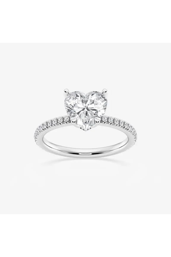 ry 1.7 Ct Heart Cut Moissanite Engagement Ring - Prong Set in 14K White Gold Plated - Timeless Wedding Jewelry - Ideal Birthday Gift & Romantic Anniversary Surprise - New Year Gifts