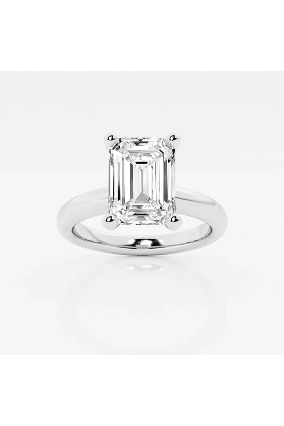 ry 14K White Gold Plated Diamond Ring - 2 Ct Round Cut Moissanite - Women's Accent Solitaire Engagement Ring - Silver Statement Jewelry for Events