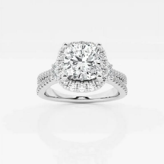 Cloud Jewelry 14K White Gold Plated Rings for Women's - 1.8 Ct Cushion Cut Moissanite Ring - Designer Rings for Women's - Latest Engagement Moissanite Rings - Moissanite Jewelry for Birthday Gifts