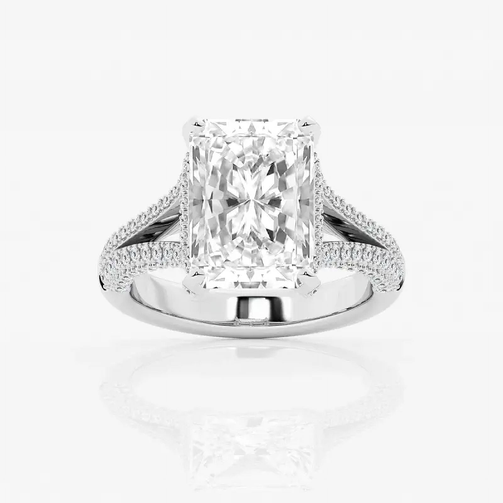 Cloud Jewelry 2.3 Ct Radiant Cut Moissanite Ring - Rising Split Shank ...